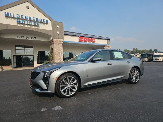 2026 Cadillac CT5 Sport in Argent Silver Metallic — front three-quarter view