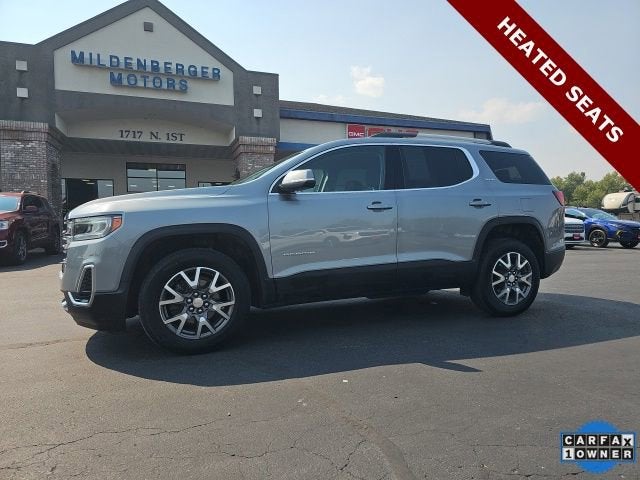 2023 GMC Acadia SLE in Sterling Metallic — front three-quarter view
