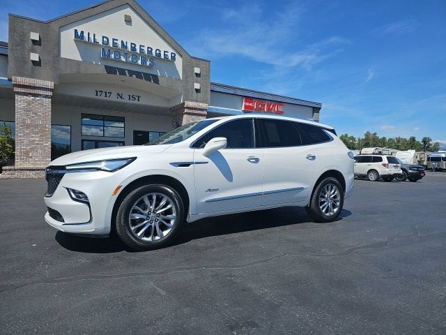 2023 Buick Enclave Avenir in White Frost Tricoat — front three-quarter view